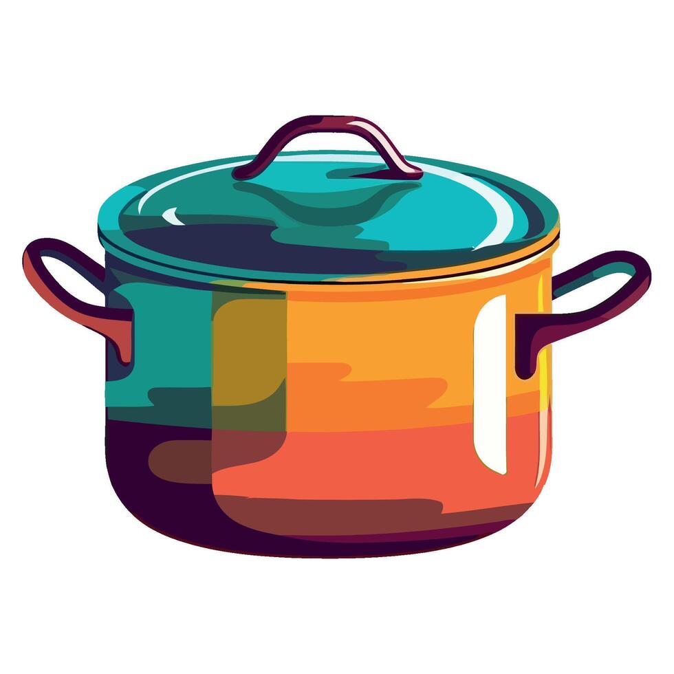 Colorful pot with lid on white background vector