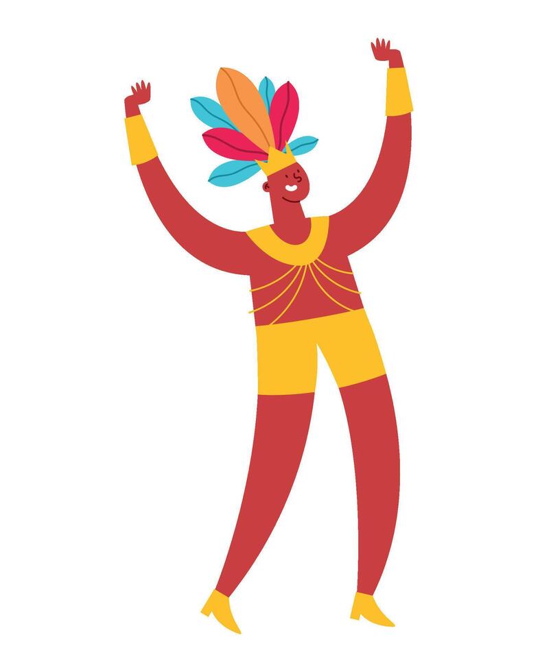 A cartoon man in a colorful costume with a feather headdress vector