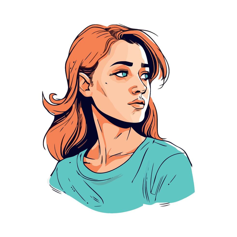 A woman with red hair and blue eyes vector