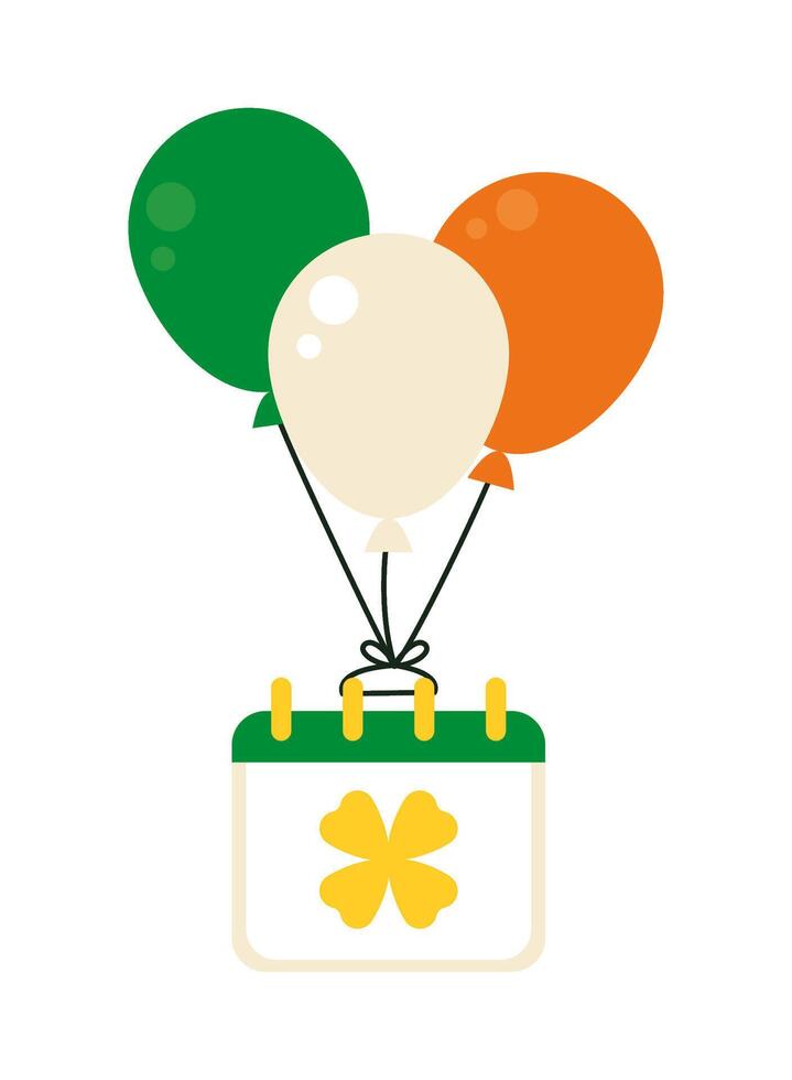 St patricks day calendar with balloons vector