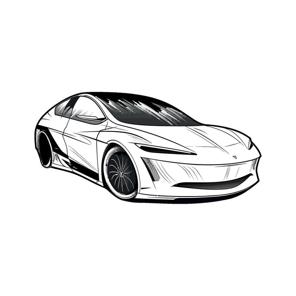 A drawing of a car on a white background vector