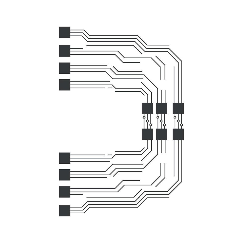 A circuit board with four wires on it vector