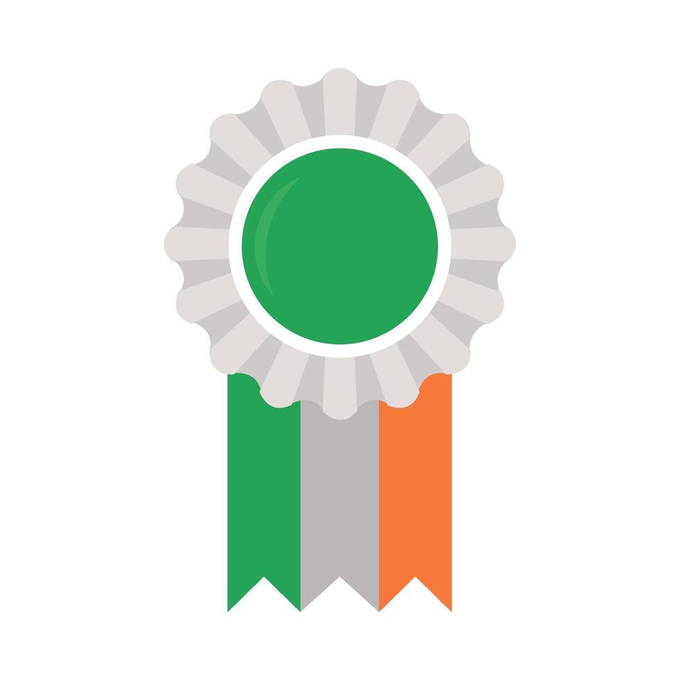 A green and orange ribbon with a green circle vector