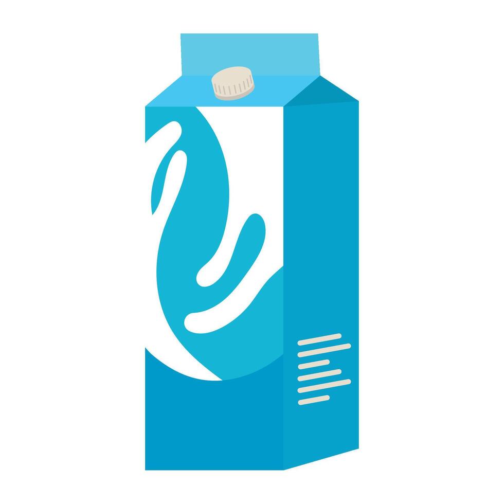 A milk carton with a blue logo on it vector