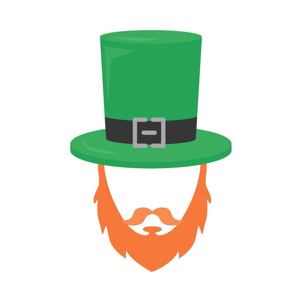 A leprechaun hat with a beard and a green hat vector