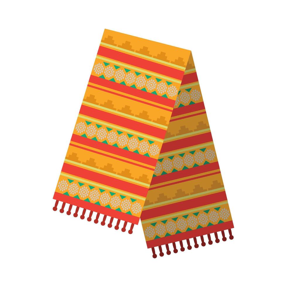 A scarf with colorful stripes and tassels vector