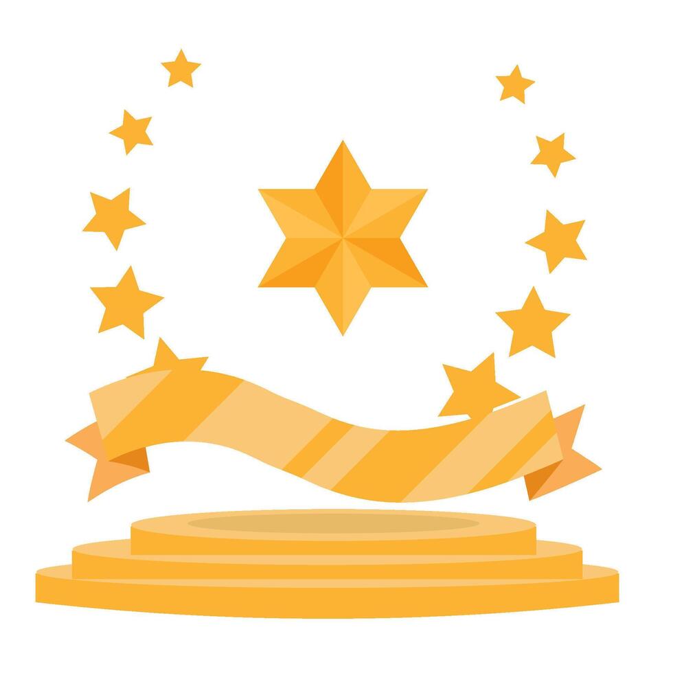 A golden star on a pedestal with a ribbon vector