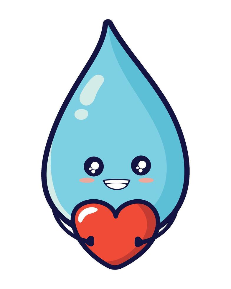 A cartoon water drop holding a heart vector
