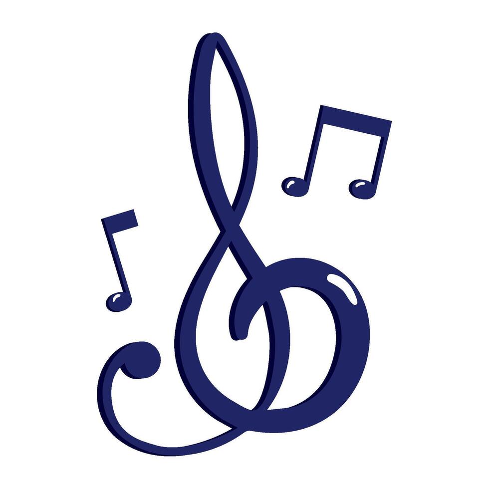 A musical note with treble clef and notes vector