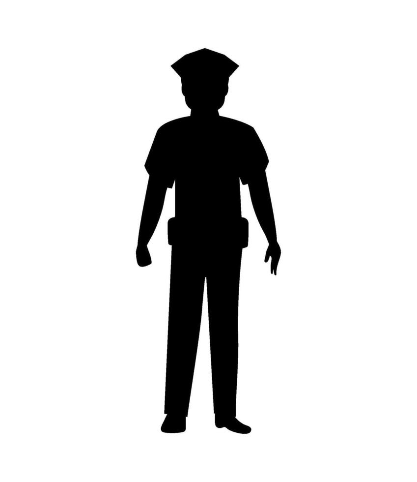 Silhouette of a police officer on a white background vector