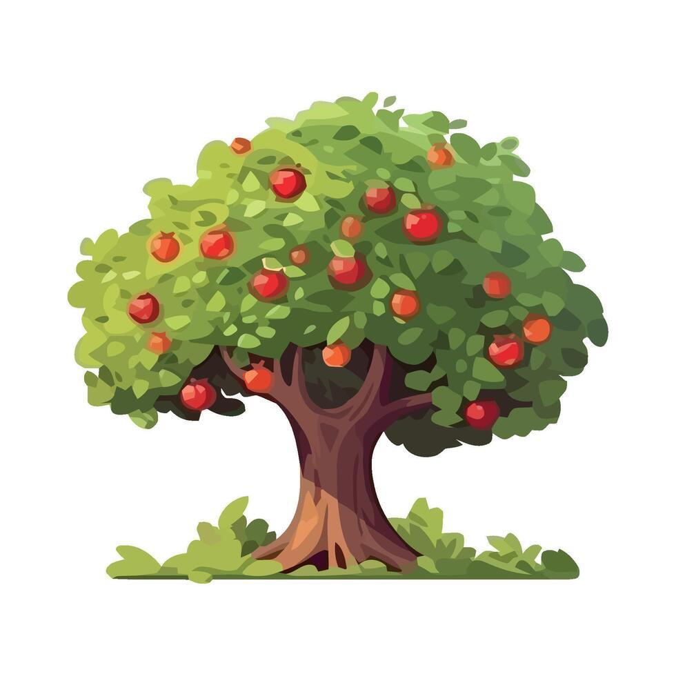 An apple tree with red apples on it vector