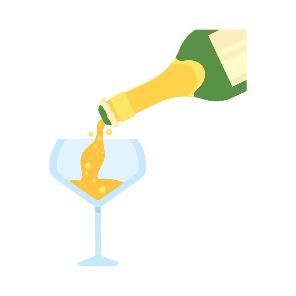 Champagne pouring into a glass illustration vector