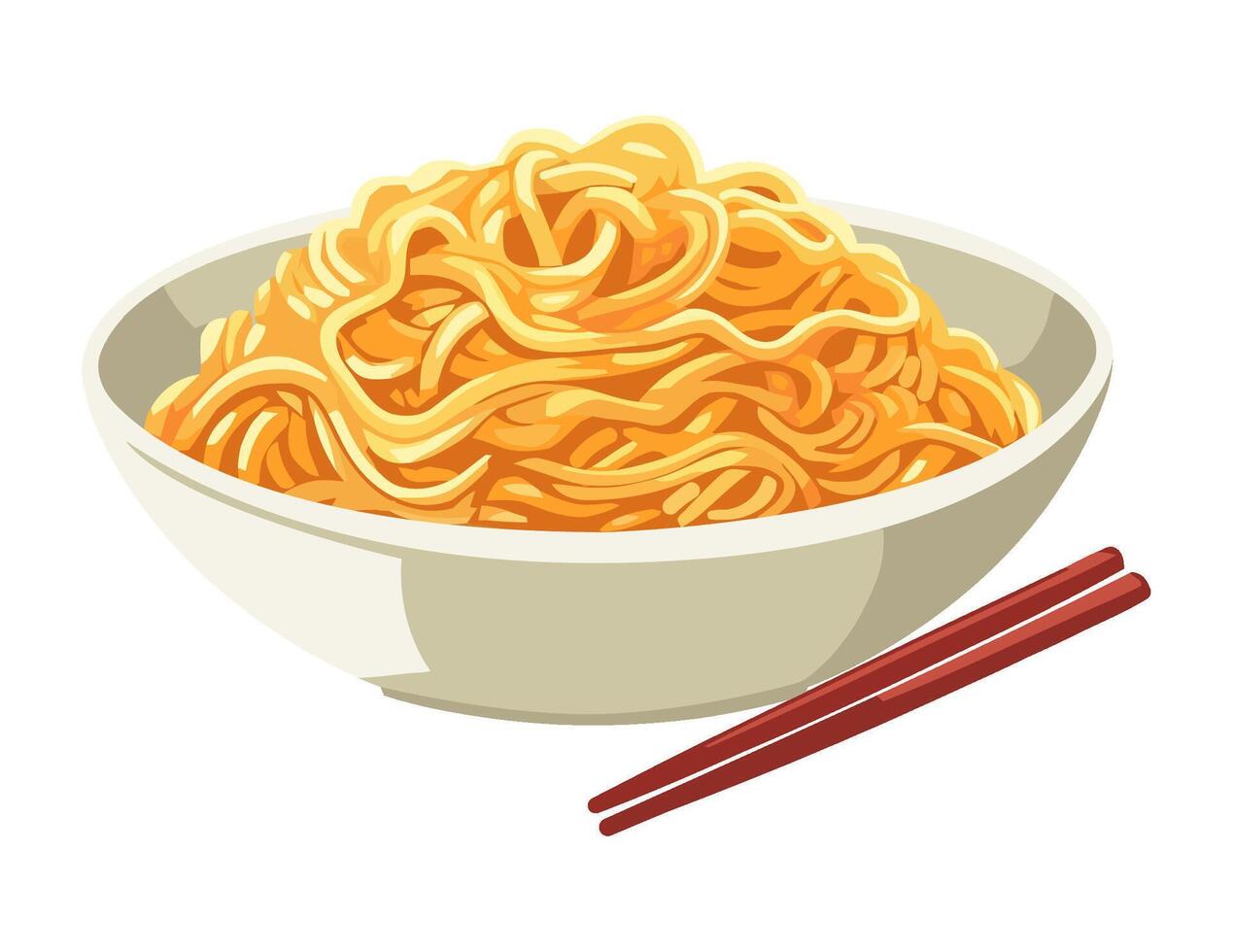 Noodles in bowl with chopsticks illustration vector