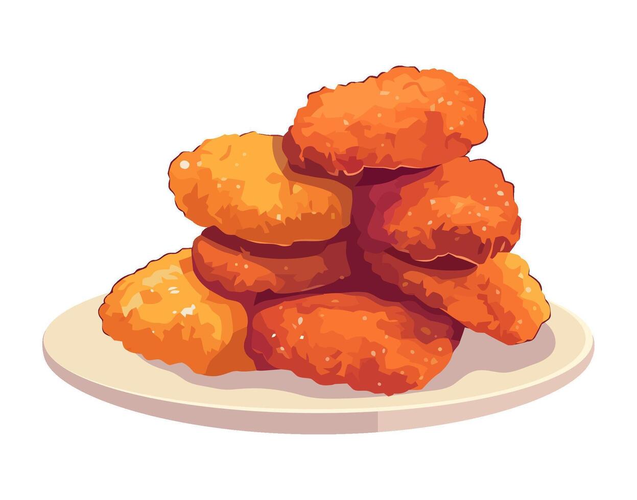 A pile of fried chicken on a plate vector