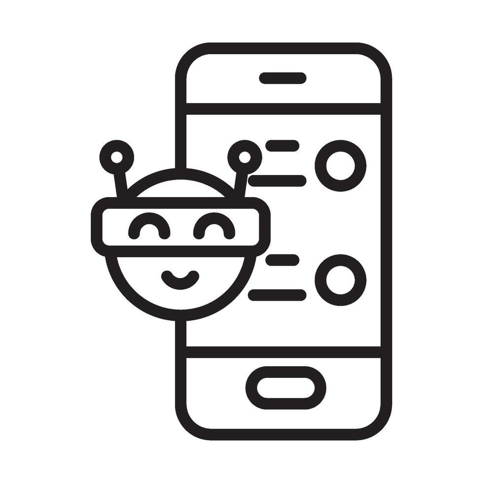 A robot is holding a phone in its hand vector