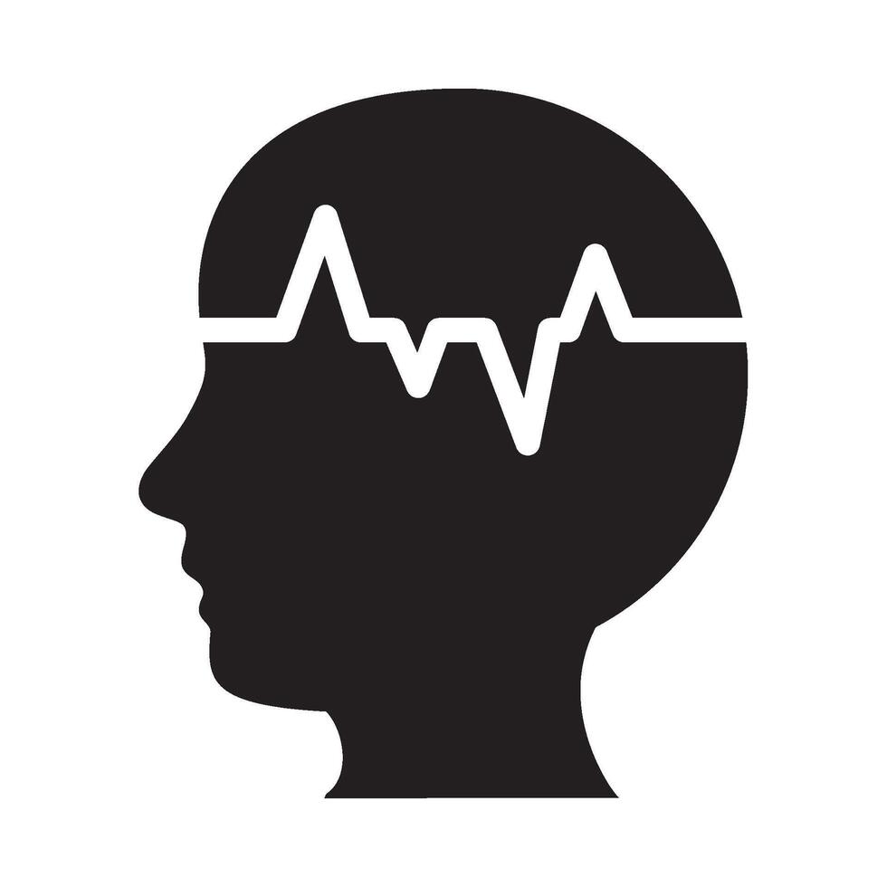 A silhouette of a head with an ecg line vector