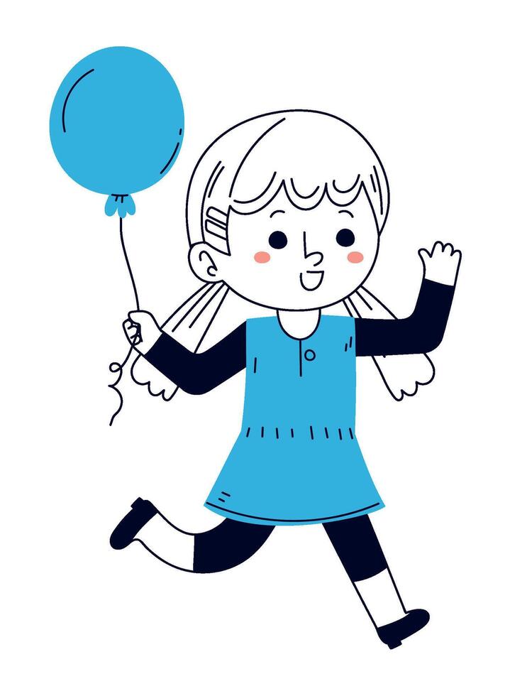 A girl with a blue balloon vector