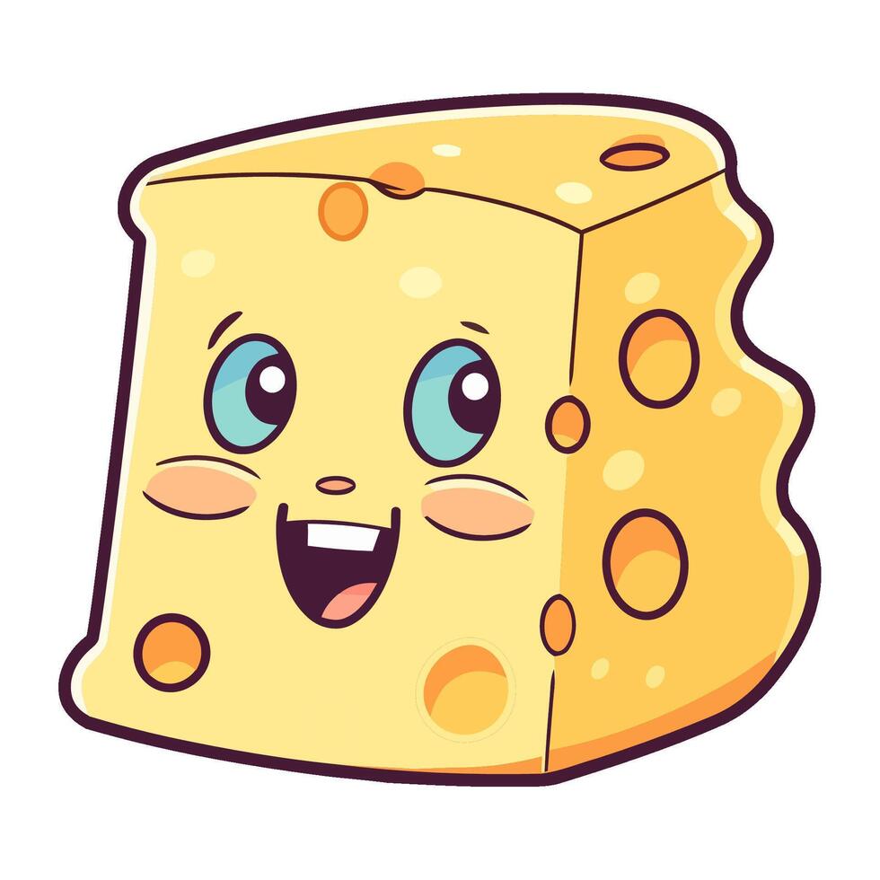 Cheese slice cartoon character illustration vector