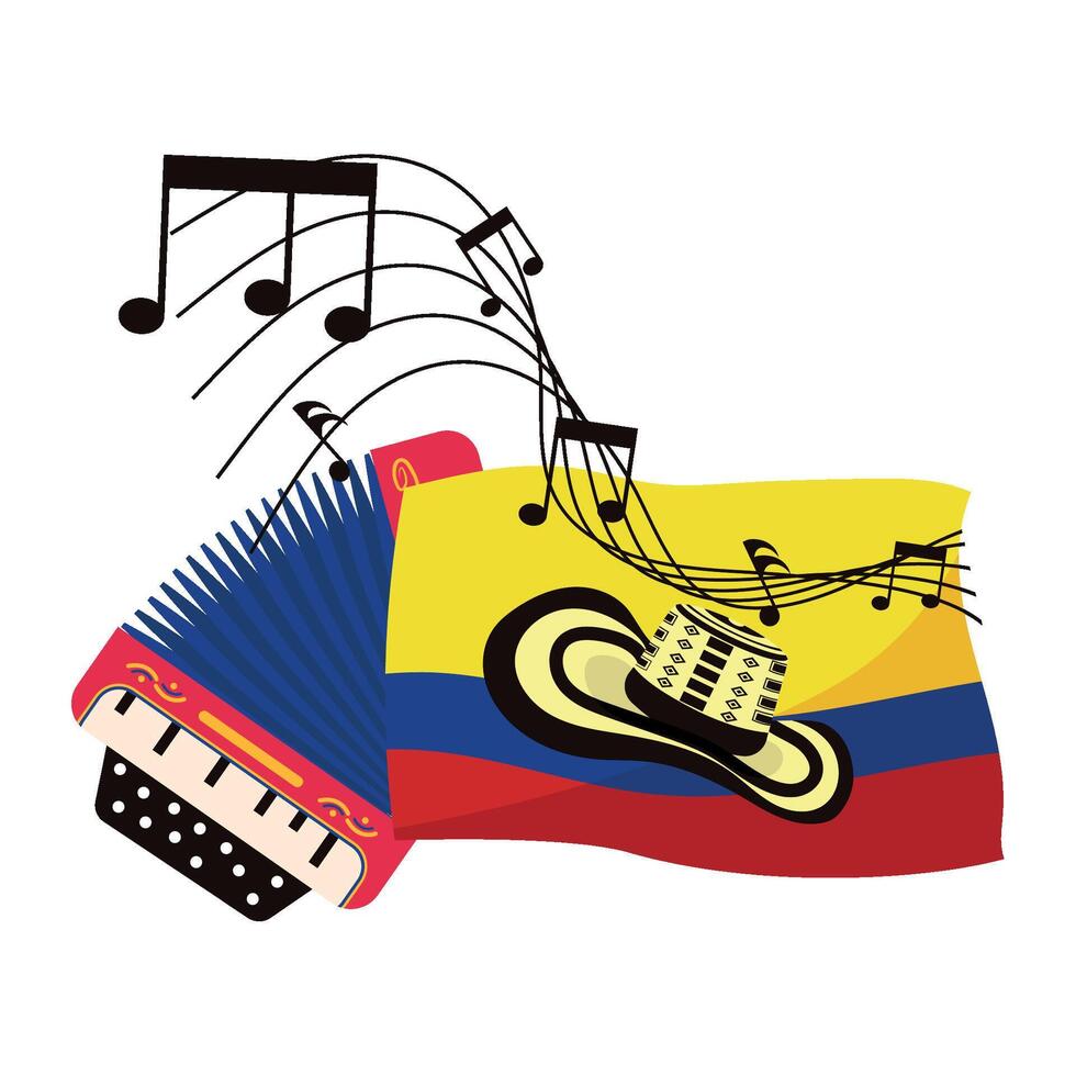 Colombia flag and accordion price 1 credit usd 1 vector