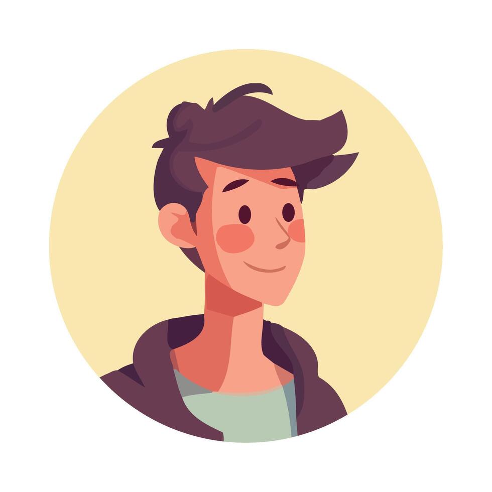 A cartoon man with a brown hair and a smile vector