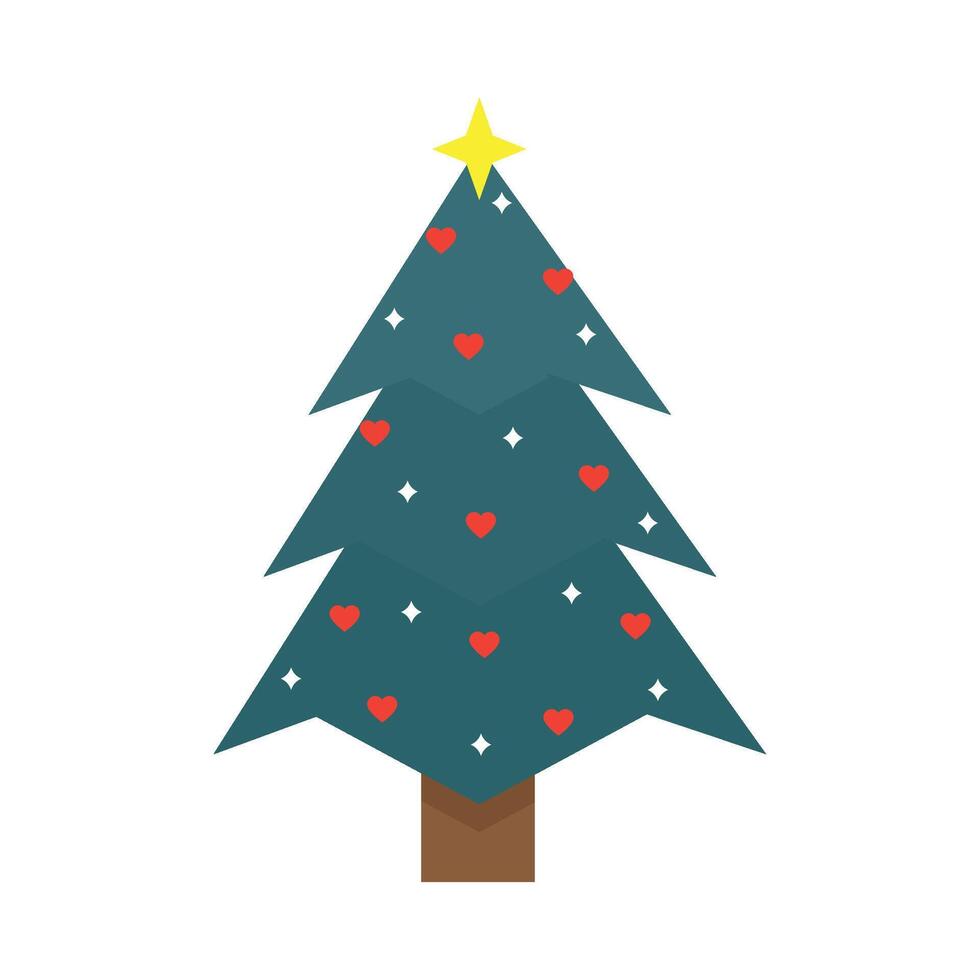 Christmas tree with hearts on a white background vector