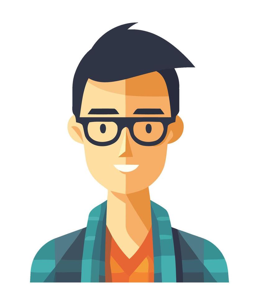 A man with glasses and a plaid shirt vector
