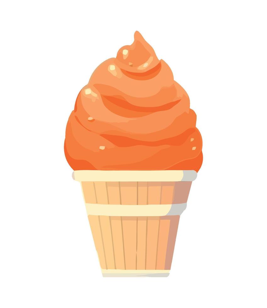 An orange ice cream cone in a paper cup vector