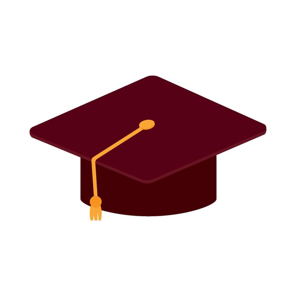 Graduation cap icon in isometric style on white background vector