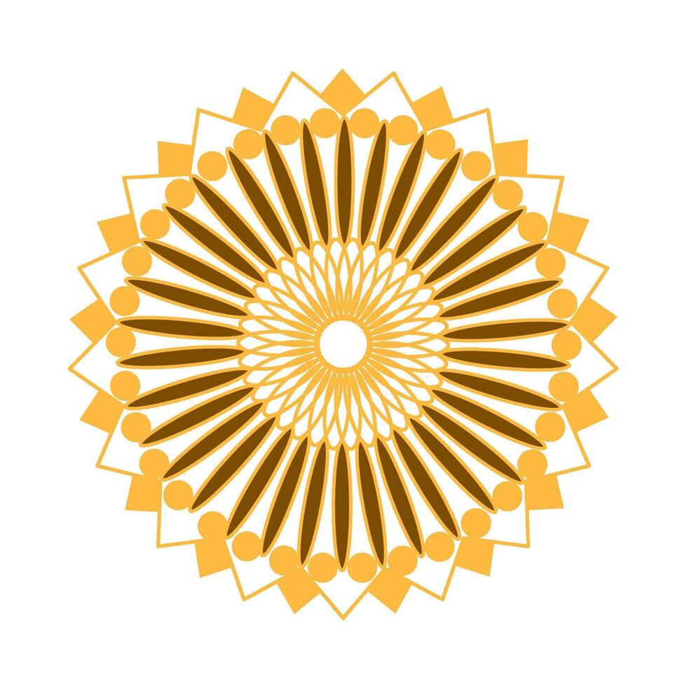 A golden circular design with many people in it vector