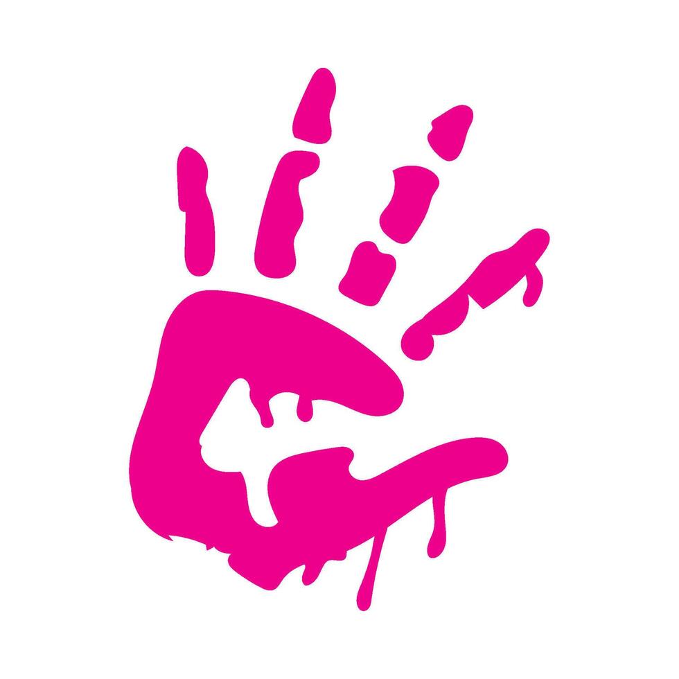A pink hand with paint on it vector