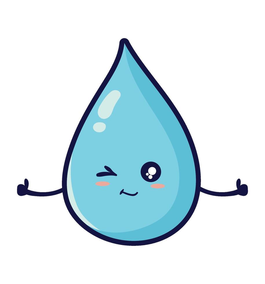 A cartoon water drop with eyes and arms vector