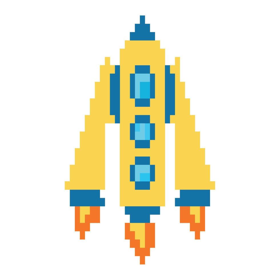 Pixel rocket ship illustration vector