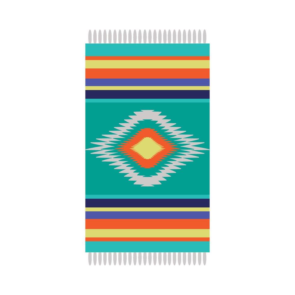 A colorful southwestern rug with a diamond pattern vector
