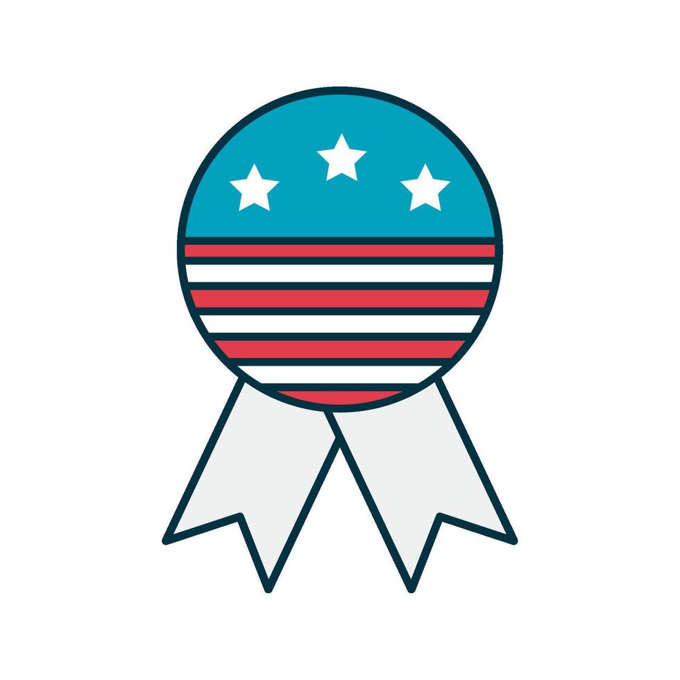 The american flag ribbon is shown in a flat line icon vector