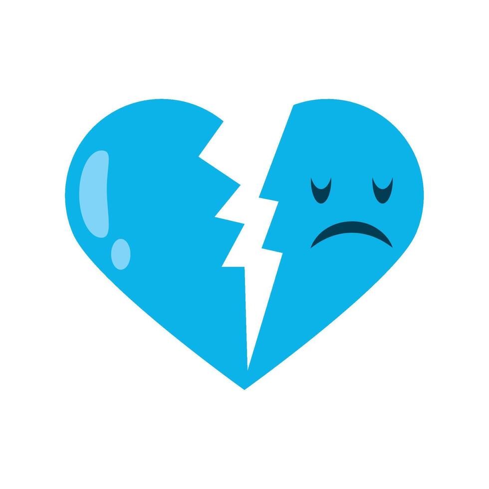 A broken heart with a broken face and a broken heart vector