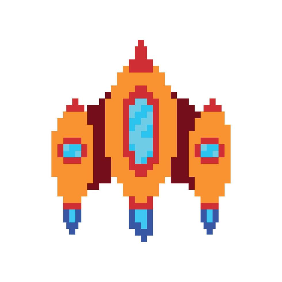 Pixel space ship illustration vector