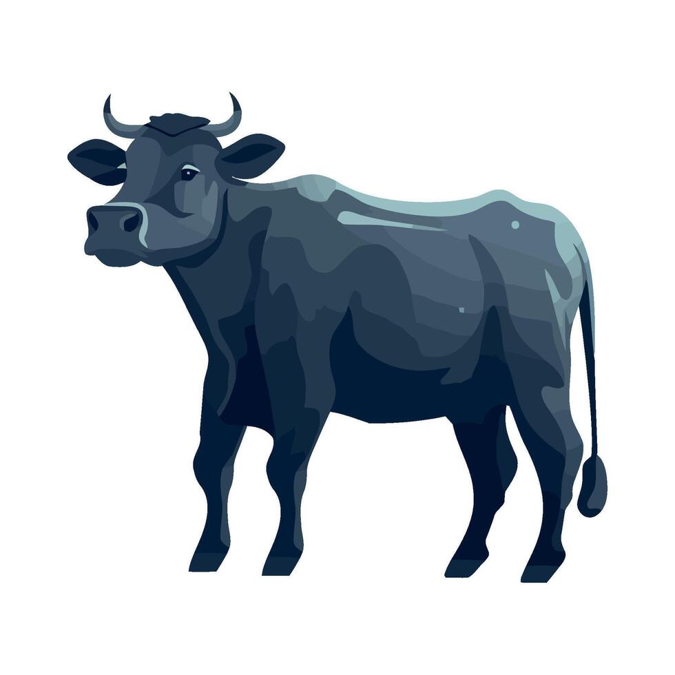 A black cow standing on a white background vector