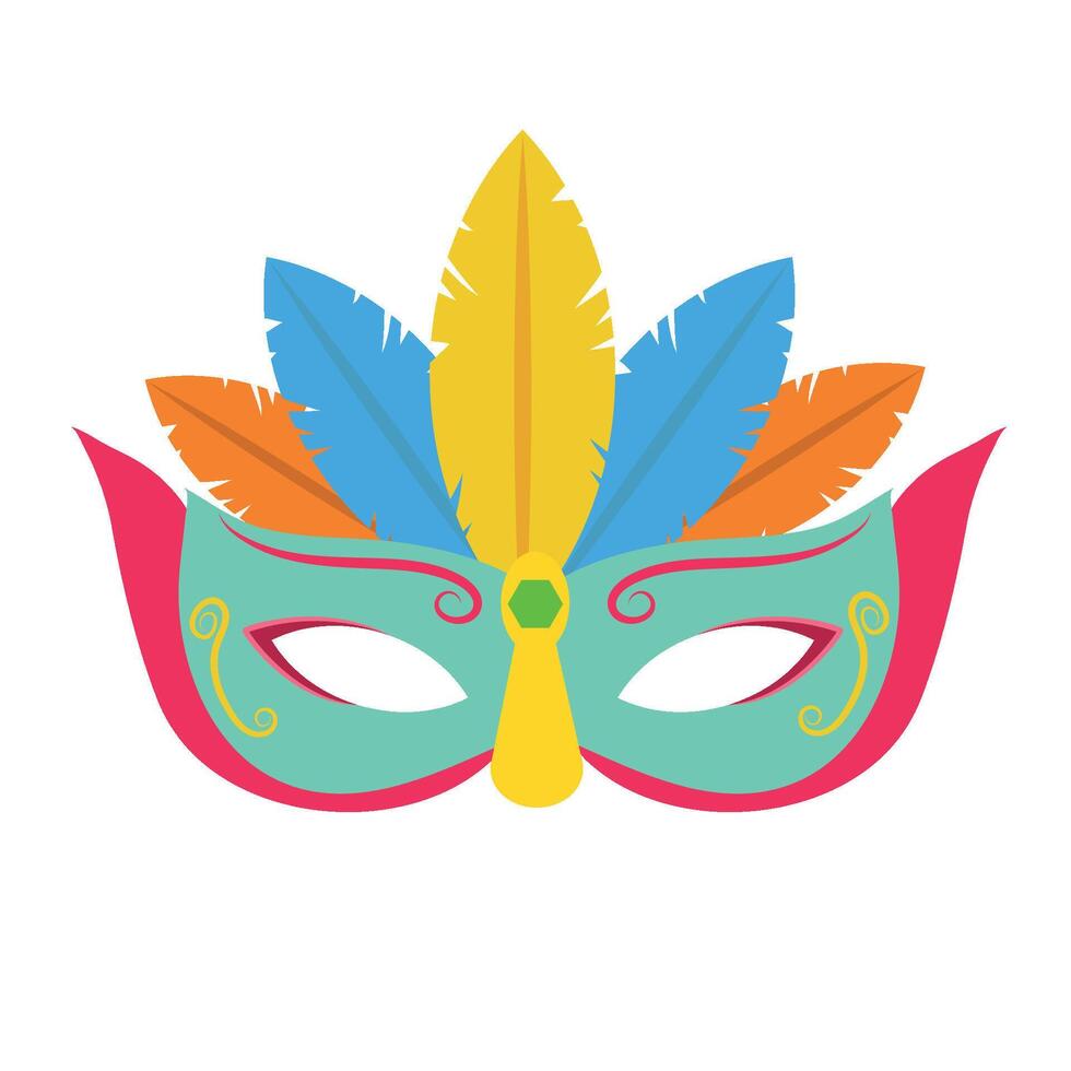 A colorful carnival mask with feathers on it vector
