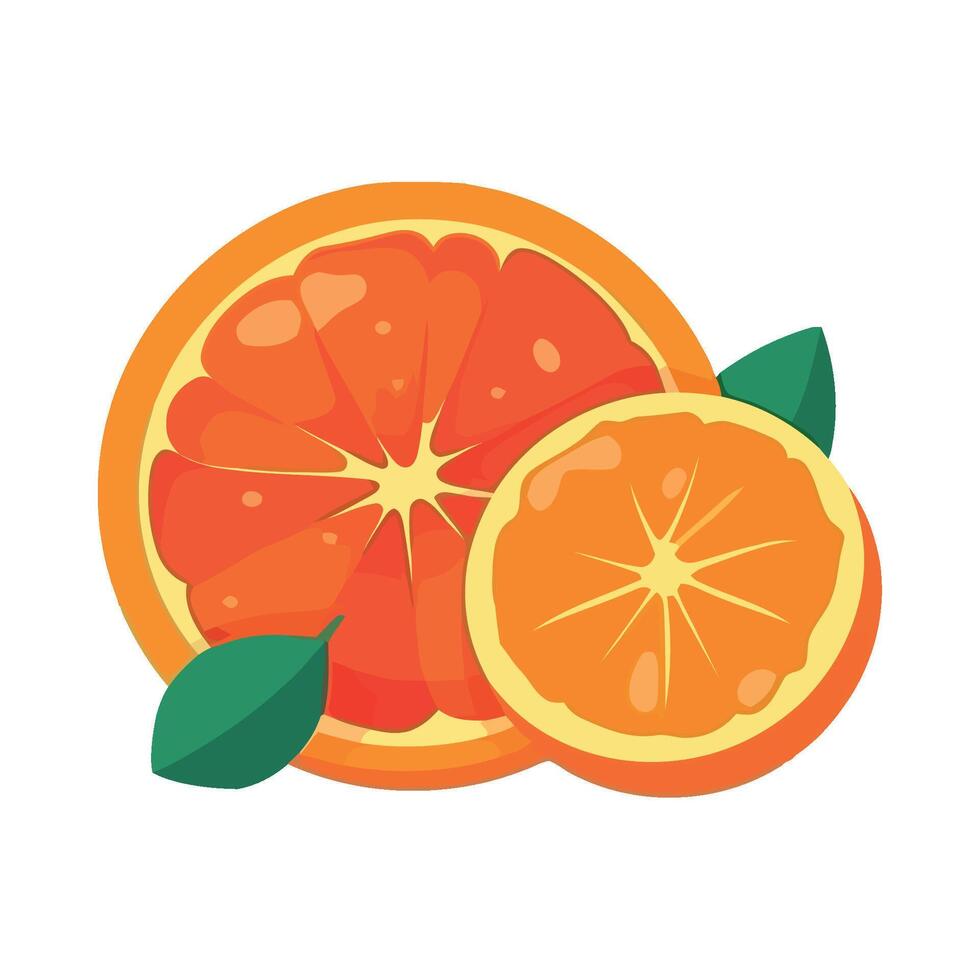 Orange slices with leaves on a white background vector