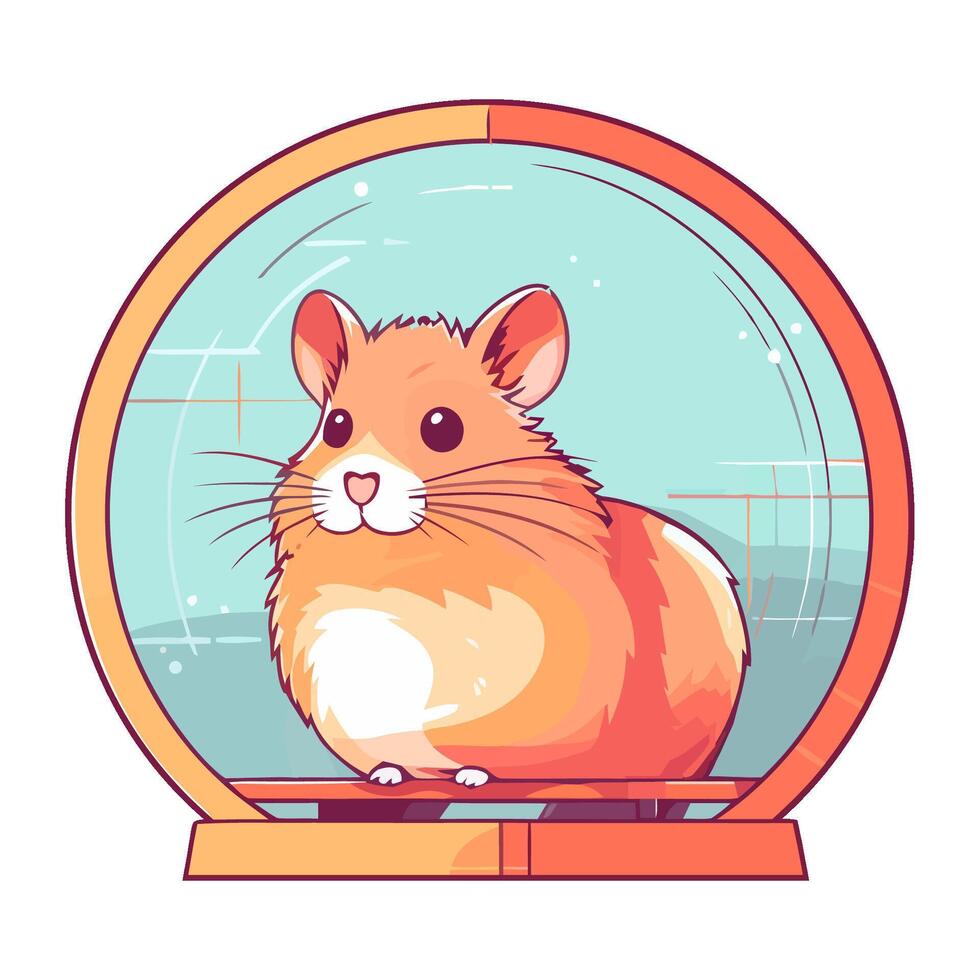 A hamster in a glass bowl vector