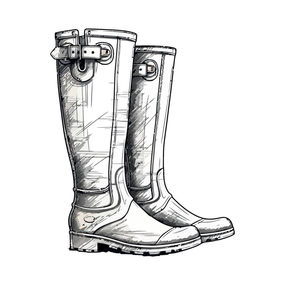 A drawing of a pair of wellington boots vector