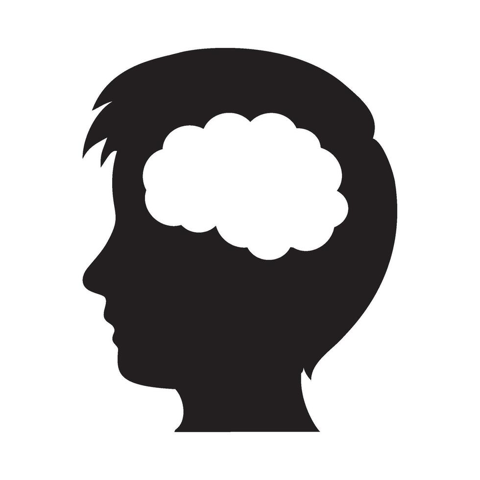 A silhouette of a man's head with a brain in the middle vector