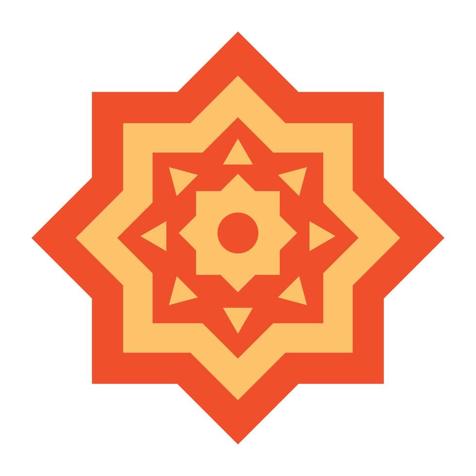 A red and orange star with a geometric pattern vector