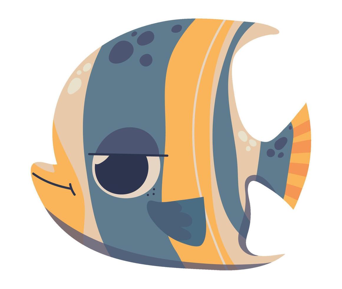 A cartoon fish with a blue and orange body vector