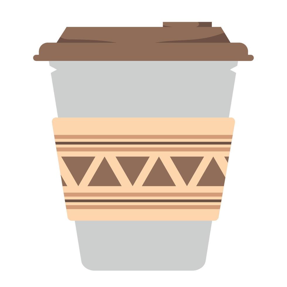Coffee cup with a brown lid and a brown paper cup vector