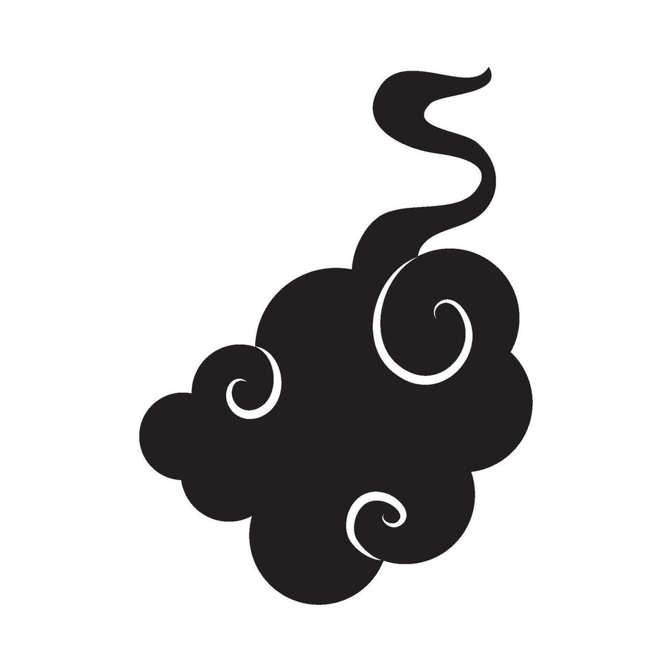 Smoke cloud icon in black and white style vector