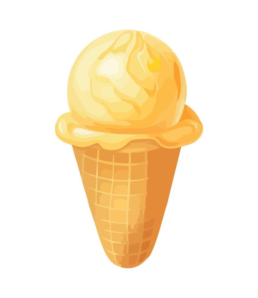 An orange ice cream cone on a white background vector
