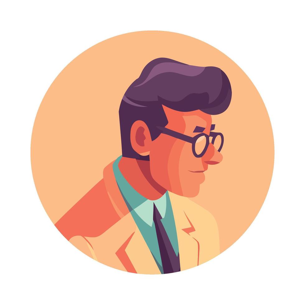 A man in glasses and a suit is wearing a tie vector