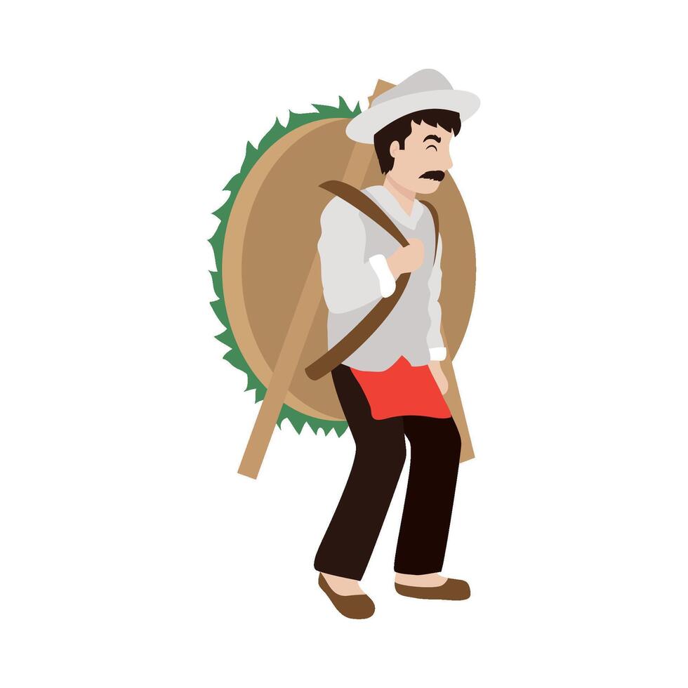 A man carrying a large wooden barrel vector