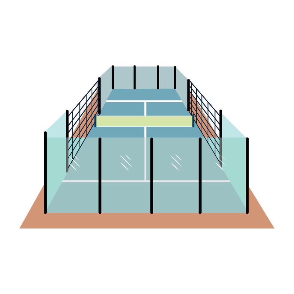 A tennis court with net and netting vector